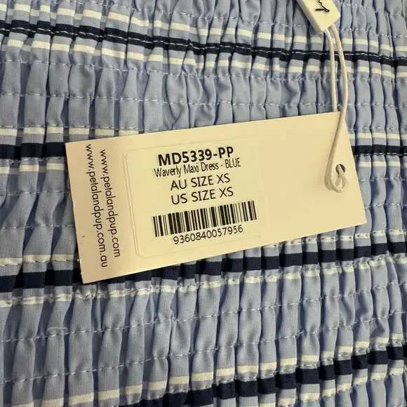 Petal & Pup Waverly Maxi Dress in Blue Stripe with Smocked Bodice Sz. XS - Picture 6 of 11